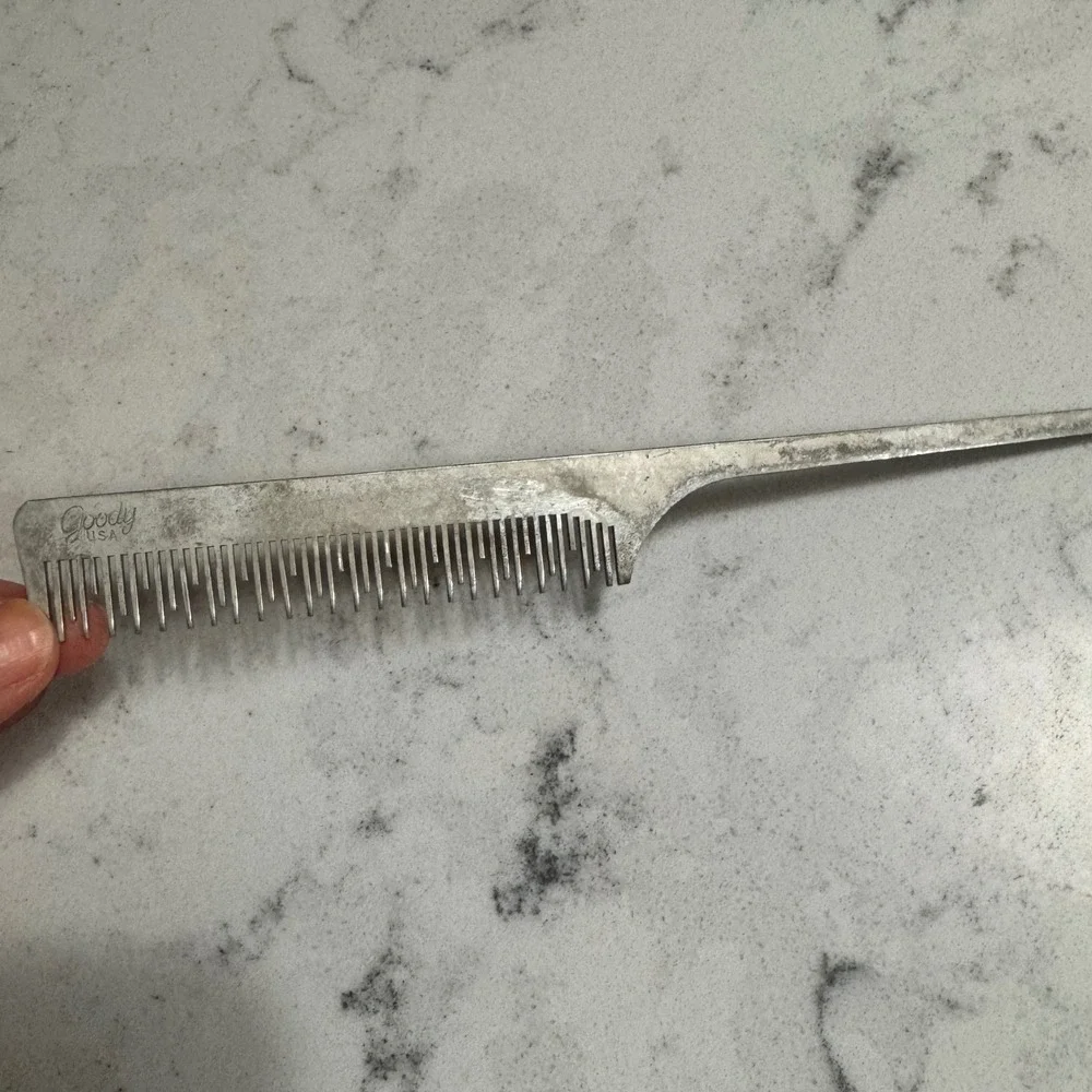 Vintage Goody Aluminum Rat Tailed Comb‎ Made in the USA 8 inch